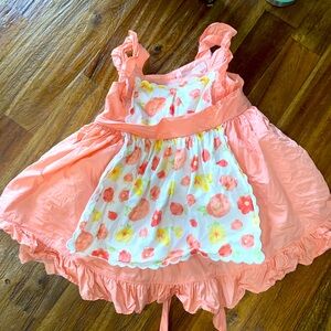 Janie and Jack Poppy garden peach Apron Dress